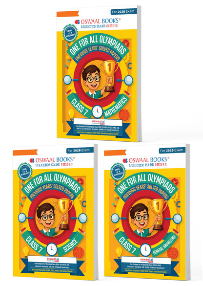 Oswaal One for All Olympiads | Class 7 Maths, Science, GK | Chapter-wise Previous Years' Solved Papers | Prep-Guide With Level 1, 2 & Achievers Section (Set of 3 Books) For 2026 Exam