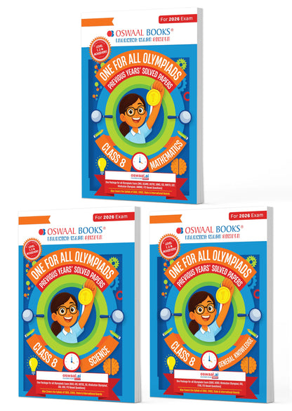 Oswaal One for All Olympiads | Class 8 Maths, Science, GK | Chapter-wise Previous Years' Solved Papers | Prep-Guide With Level 1, 2 & Achievers Section (Set of 3 Books) For 2026 Exam