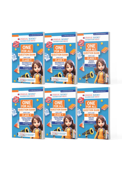 One For All Question Banks NCERT & CBSE Class 7 (Set of 6 Books) Mathematics Part-1, Part-2, Science, Social Science Part-1, Part-2, And English (For Latest Exam)