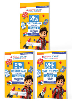 One For All Question Banks NCERT & CBSE Class 8 (Set of 3 Books) Mathematics Part-1, Part-2 & English (For Latest Exam)