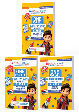 One For All Question Banks NCERT & CBSE Class 8 (Set of 3 Books) Mathematics Part-1, Part-2 & Science (For Latest Exam)
