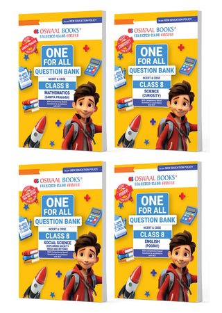 One For All Question Banks NCERT & CBSE Class 8 (Set of 4 Books) Mathematics, Science, Social Science, And English (For Latest Exam)