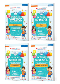 One for All Workbook Class 1 English, Hindi, Maths & GK (Set of 4 Books) | 50+ Concept-wise Perforated Worksheets | NEP 2020 & NCF 2023 Aligned | For CBSE & State Boards | Builds Concept Clarity & Scientific Skills