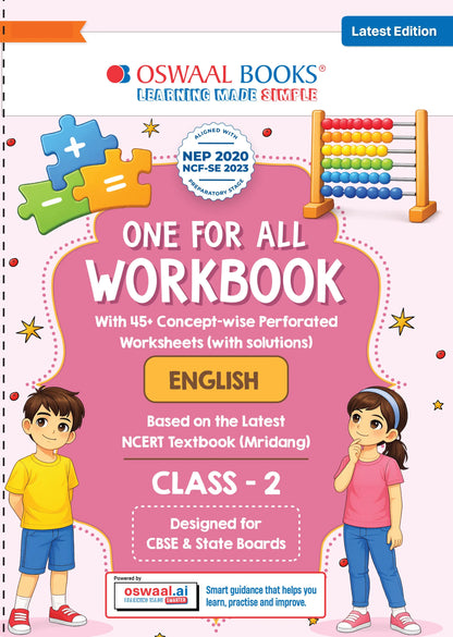 Oswaal One for All Workbook Class 2 English | 45+ Concept-wise Perforated Worksheets | Based on NCERT Mridang | NEP 2020 & NCF 2023 Aligned | For CBSE & State Boards | Builds Concept Clarity & Scientific Skills