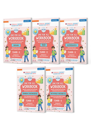 One for All Workbook Class 3 English, Hindi, Maths, GK & EVS (Set of 5 Books) | 50+ Concept-wise Perforated Worksheets | NEP 2020 & NCF 2023 Aligned | For CBSE & State Boards | Builds Concept Clarity & Scientific Skills