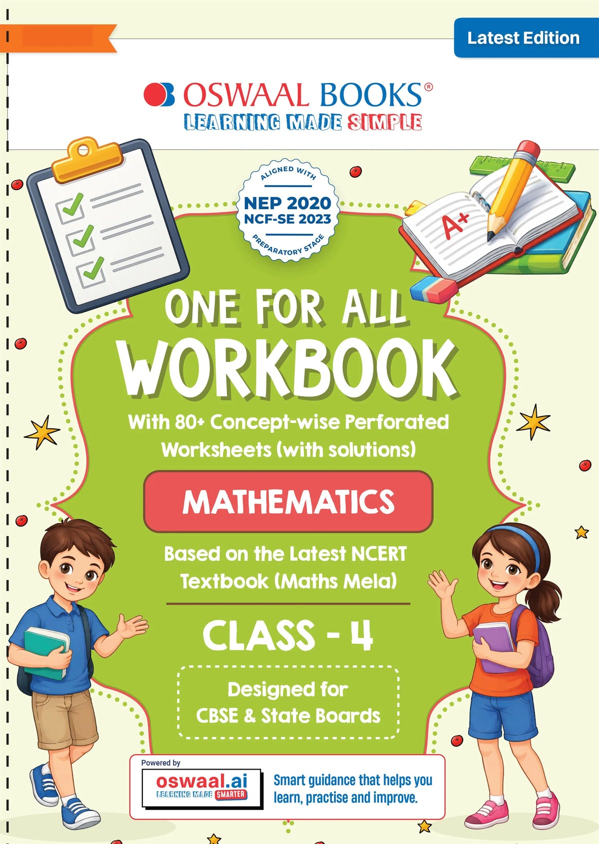 One for All Workbook Class 4 Mathematics | 80+ Concept-wise Perforated Worksheets | Based on NCERT Maths Mela | NEP 2020 & NCF 2023 Aligned | For CBSE & State Boards | Builds Concept Clarity & Scientific Skills