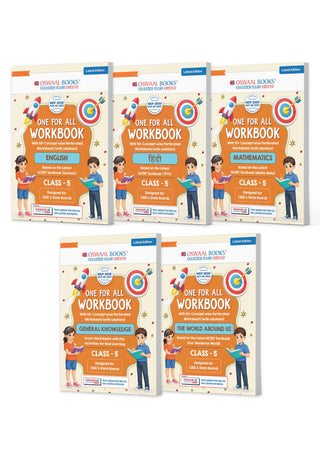 One for All Workbook Class 5 English, Hindi, Maths, GK & EVS (Set of 5 Books) | 50+ Concept-wise Perforated Worksheets | NEP 2020 & NCF 2023 Aligned | For CBSE & State Boards | Builds Concept Clarity & Scientific Skills