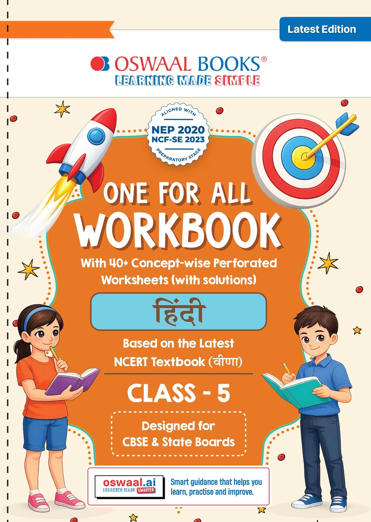 Oswaal One for All Workbook Class 5 Hindi | 40+ Concept-wise Perforated Worksheets | Based on NCERT Veena | NEP 2020 & NCF 2023 Aligned | For CBSE & State Boards | Builds Concept Clarity & Scientific Skills