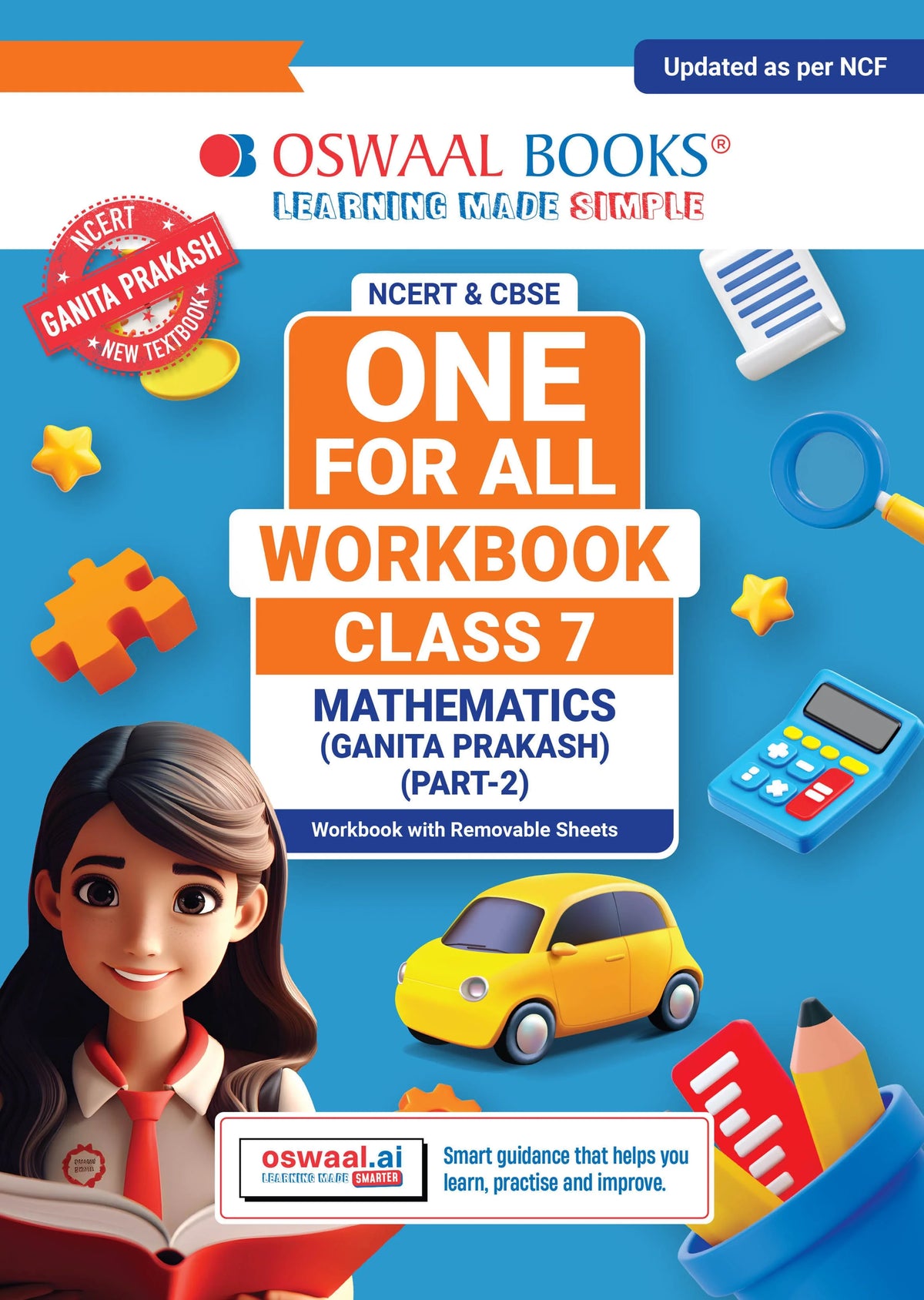 Oswaal One For All Workbook Class 7 Mathematics Part-2 | NCERT & CBSE | Latest Ganita Prakash | NCF Compliant | Competency-Based Assessment, Concept Mastery & Exam Practice