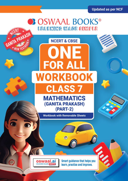 Oswaal One For All Workbook Class 7 Mathematics Part-2 | NCERT & CBSE | Latest Ganita Prakash | NCF Compliant | Competency-Based Assessment, Concept Mastery & Exam Practice