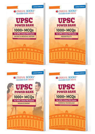 Power Bank |1000+ MCQs For UPSC And State PSCs Exams | Ancient & Medieval History, Indian Polity,Indian Economy, Science & Technology (Set of 4) |Latest Edition