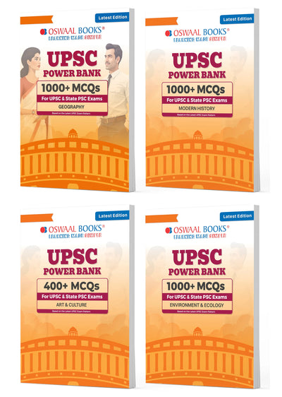 Power Bank | 1000+ MCQs For UPSC And State PSCs Exams | Geography, Modern History, Art & Culture, Environment & Ecology (Set of 4) | Latest Edition