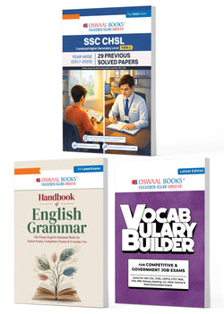 SSC CHSL Tier-1 Combined Higher Secondary Level 29 Previous Solved Papers (2017-2025) + English Grammar Handbook + Vocabulary Builder for Exams 2026 | Set of 3 Books