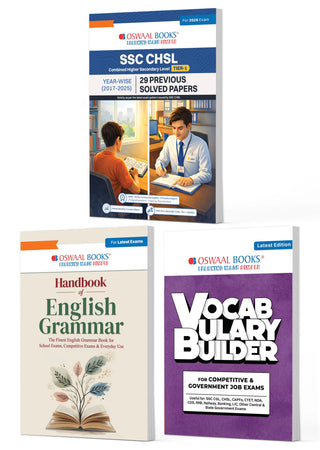 SSC CHSL Tier-1 Combined Higher Secondary Level 29 Previous Solved Papers (2017-2025) + English Grammar Handbook + Vocabulary Builder for Exams 2026 | Set of 3 Books