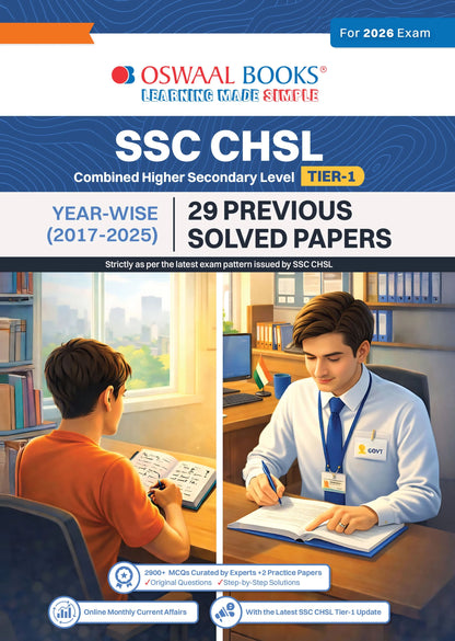 Oswaal SSC CHSL Tier-1 29 Previous Years Solved Papers English Medium | 2900+ Questions + 2 Practice Papers | Year-wise 2017-2025 | For 2026 Exam