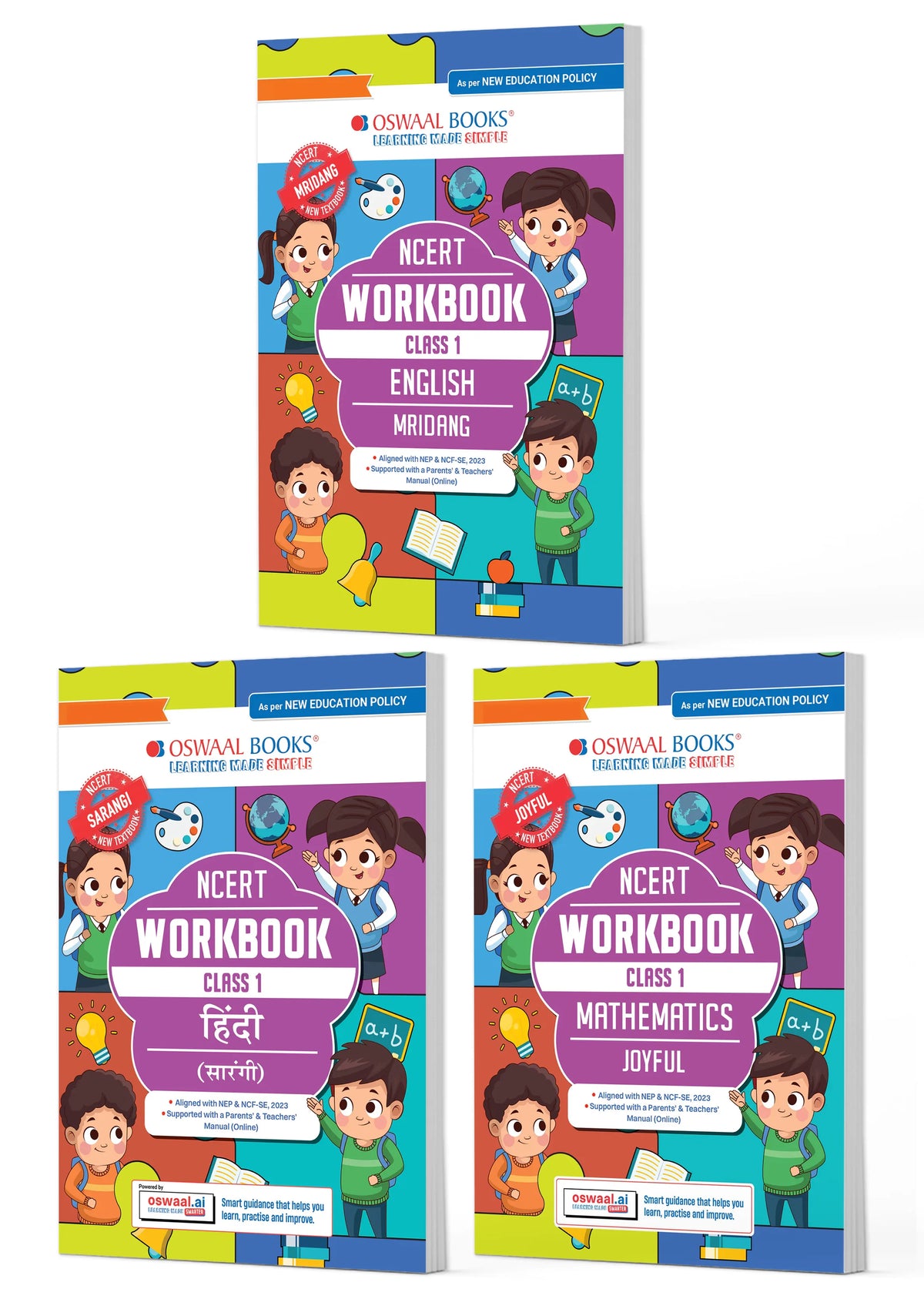 Workbook Based on NCERT Textbook English, Hindi & Mathematics (Set of 3 Books) Class 1 | With Practice Worksheets & Activity-Based Questions | For Exam 2026-27 | As per NCF & NEP