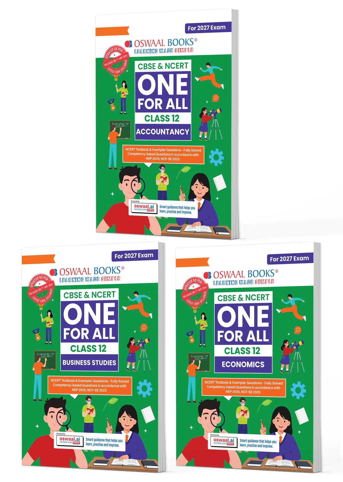 Oswaal CBSE & NCERT One for All Class 12 Set of 3 Books Accountancy, Economics and Business Studies | For 2027 Board Exams