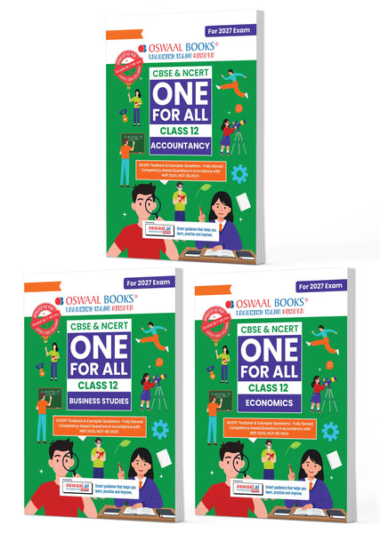 CBSE & NCERT One for All Class 12 Accountancy, Business Studies & Economics (Set of 3 Books) | Includes 2026 Papers (Delhi & Outside Delhi)- fully solved | With NCERT & Competency-based questions | For 2027 Exam | With Oswaal AI