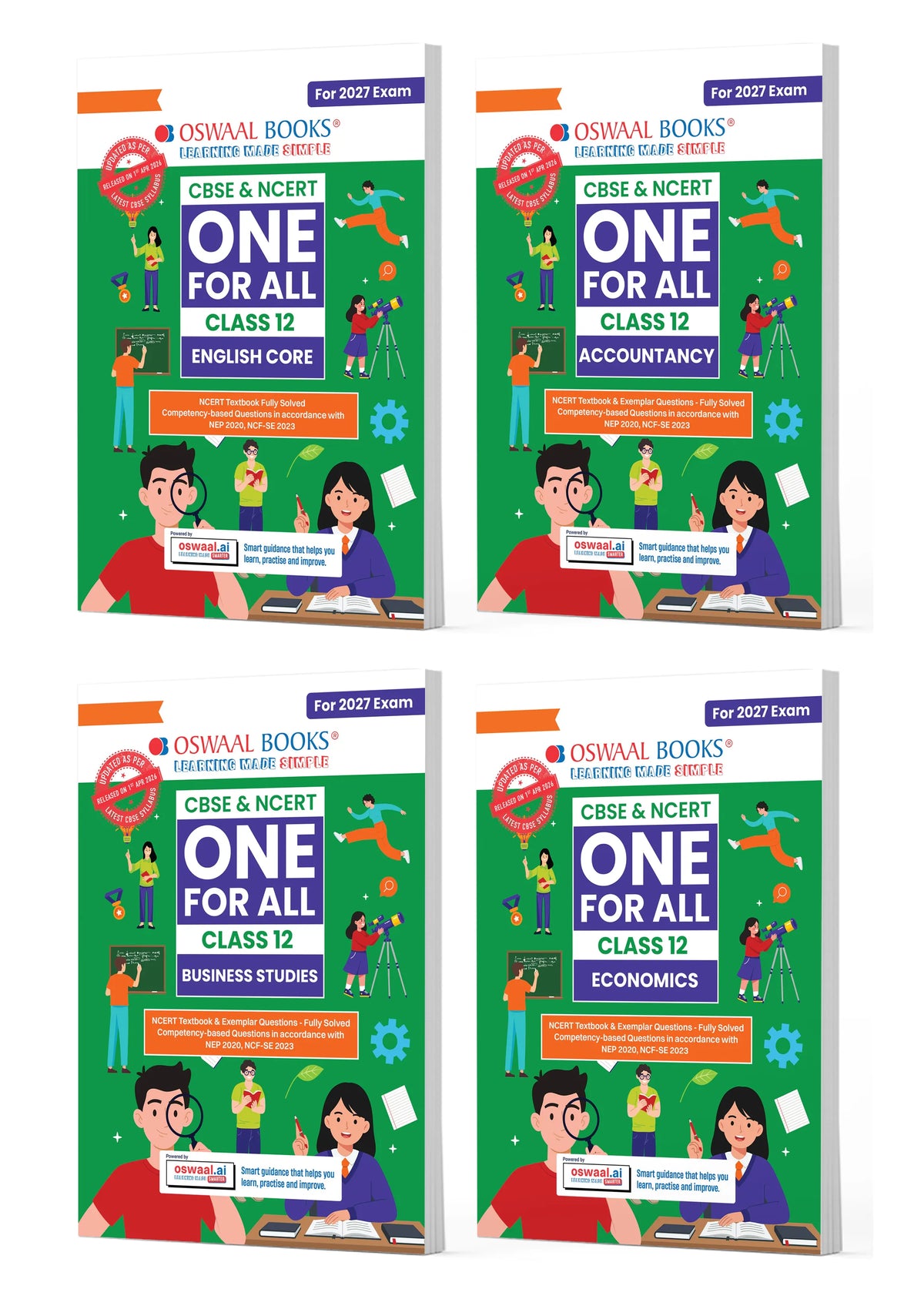 Oswaal CBSE & NCERT One for All | Class 12 | English | Accountancy | Business Studies | Economics (Set of 4 Books) For 2027 Board Exam