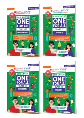CBSE & NCERT One for All Class 12 English Core, Physics, Chemistry & Biology (Set of 4  Books)| Includes 2026 Papers (Delhi & Outside Delhi)- fully solved | With NCERT, NCERT Exemplar & Competency-based questions | For 2027 Exam | With Oswaal AI