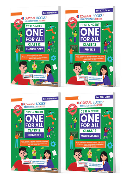 Oswaal CBSE & NCERT One For All Class 12 | English | Physics |Chemistry | Mathematics (Set Of 4 Books) For 2027 Board Exam