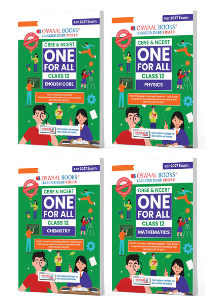 CBSE & NCERT One for All Class 12 English Core, Physics, Chemistry & Mathematics (Set of 4  Books)| Includes 2026 Papers (Delhi & Outside Delhi)- fully solved | With NCERT, NCERT Exemplar & Competency-based questions | For 2027 Exam | With Oswaal AI