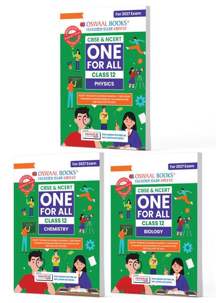 CBSE & NCERT One for All Class 12 Physics, Chemistry & Biology (Set of 3  Books)| Includes 2026 Papers (Delhi & Outside Delhi)- fully solved | With NCERT, NCERT Exemplar & Competency-based questions | For 2027 Exam | With Oswaal AI