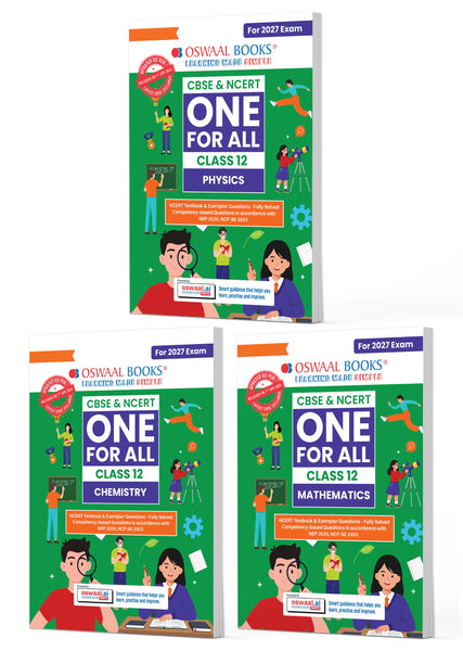 CBSE & NCERT One for All Class 12 Physics, Chemistry & Mathematics (Set of 3  Books)| Includes 2026 Papers (Delhi & Outside Delhi)- fully solved | With NCERT, NCERT Exemplar & Competency-based questions | For 2027 Exam | With Oswaal AI