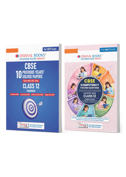 CBSE 10 Previous Years Solved Papers and Competency Focused Questions Chapter-wise Class 12 Commerce (Set of 2)