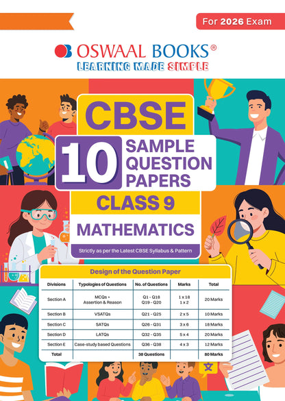 CBSE 10 Sample Question Papers Class 9 Mathematics For 2026 Exam | Strictly as per Latest Syllabus, Recommended by Topper's Includes Solved Papers, Mind Maps, Revision Notes & Competency-Based Qs