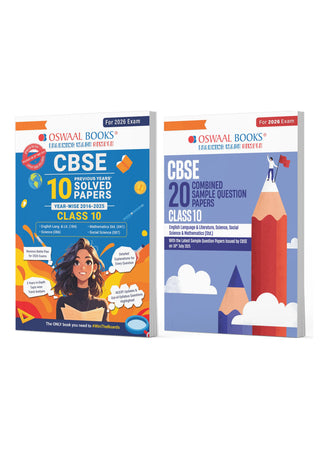 CBSE 10 Years’ Solved Papers (2016–2025) + 20 Combined SQPs For Class 10 | 850+ Competency & Case-Based Qs, Mind Maps, Toppers’ Notes & Self-Assessment (Set of 2, 2026 Exam)