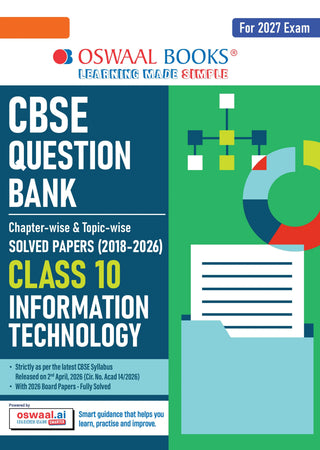 CBSE Class 10 Information Technology Question Bank | Chapter & Topic-wise Solved Papers (2017–2026) | Based on Latest Syllabus (April 2026) | Includes 2026 Papers | | For 2027 Exam