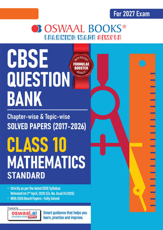 CBSE Class 10 Mathematics (Standard) Question Bank | Chapter & Topic-wise Solved Papers (2017–2026) | Based on Latest Syllabus (April 2026) | Includes 2026 Papers | | For 2027 Exam