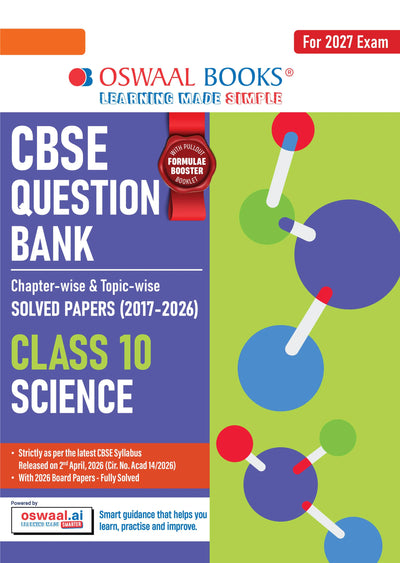 CBSE Class 10 Science Question Bank | Chapter & Topic-wise Solved Papers (2017–2026) | Based on Latest Syllabus (April 2026) | Includes 2026 Papers | | For 2027 Exam