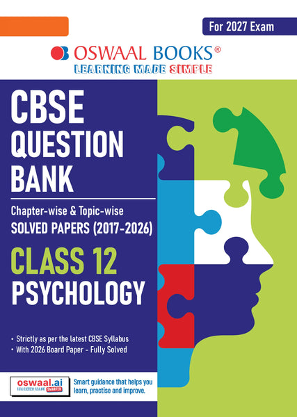 CBSE Class 12  Psychology Question Bank | Chapter & Topic-wise Solved Papers (2017–2026) | Based on Latest Syllabus (April 2026) | Includes 2026 Papers | | For 2027 Exam