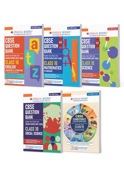 CBSE Question Banks + Competency Focused Questions English, Maths Standard, Science, Social Science For Class 10 | Chapterwise & Topicwise Solved Papers (Set of 5) For 2027 Board Exams
