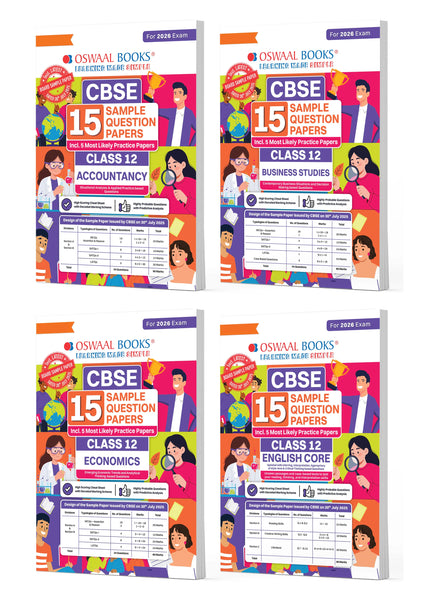 CBSE Sample Question Papers Class 12 Accountancy, Business Studies, Economics & English Core (Set of 4 Books) (For Board Exams 2026)