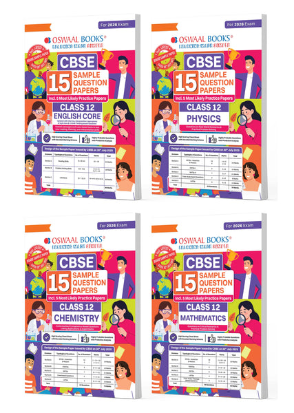 CBSE Sample Question Papers Class 12 English, Physics, Chemistry & Mathematics (Set of 4 Books) (For Board Exams 2026)