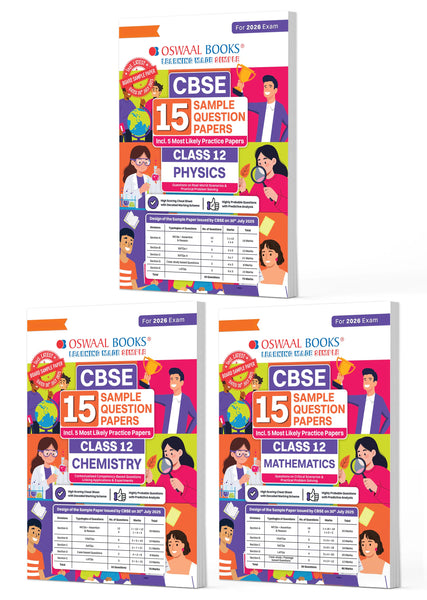 CBSE Sample Question Papers Class 12 Physics, Chemistry & Mathematics (Set of 3 Books) (For Board Exams 2026)