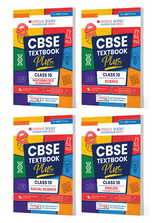 CBSE Textbook Plus (2022-2026) | Class 10| Maths Standard, Science, Social Science & English Language and Literature (Set Of 4 Books) | Includes: 2026 Papers- fully solved | With Competency Focused Questions | For 2027 Exam | With oswaal.ai
