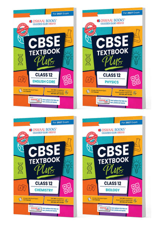 CBSE Textbook Plus (2022-2026) | Class 12 | English Core, Physics, Chemistry & Biology (Set of 4 Books) | Includes: 2026 Papers- fully solved | With Competency Focused Questions | For 2027 Exam | With oswaal.ai