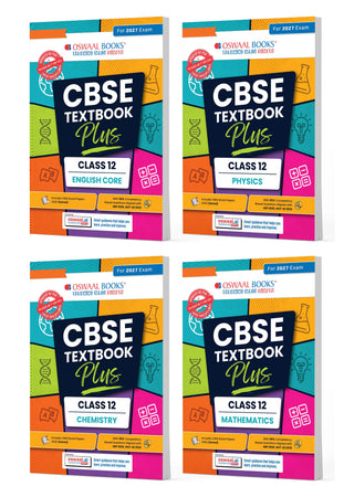 CBSE Textbook Plus (2022-2026) | Class 12 | English Core, Physics, Chemistry & Mathematics (Set of 4 Books) | Includes: 2026 Papers- fully solved | With Competency Focused Questions | For 2027 Exam | With oswaal.ai