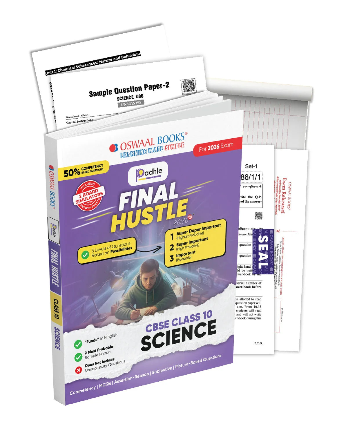 Oswaal Final Hustle for CBSE Class 10 by Padhle with Board Exam Simulators - Science 2026 - Final Preparation with Super Duper Important Questions, Sample Papers, Competency, Mind Maps & Crisp Notes