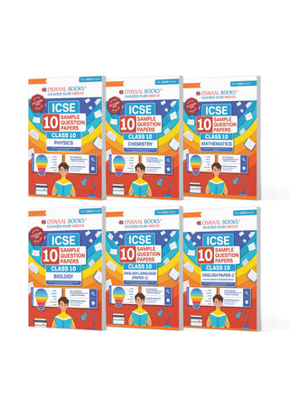 ICSE 10 Sample Question Papers Class 10 (Set of 6 Books) Physics, Chemistry, Biology, Maths, English Paper 1 & 2 For 2026 Board Exam (Based On The Latest CISCE/ICSE Specimen Paper)
