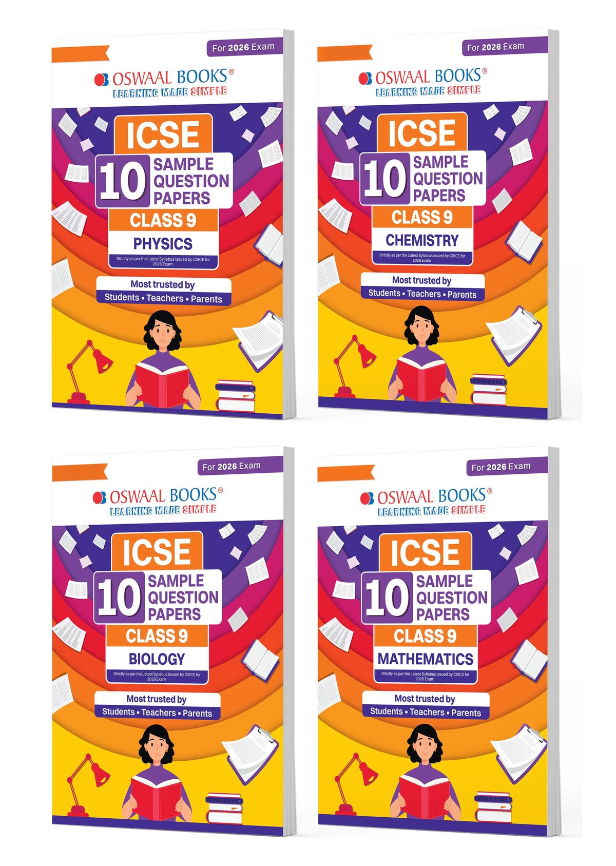 ICSE 10 Sample Question Papers Class 9 Physics, Chemistry, Biology & Maths (Set of 4 Books) For 2026 Exam (Based On The Latest CISCE/ICSE Specimen Paper), With Competency-Based Questions, Mind Maps, On-Tips Notes, Solved MCQs, Revision with Explanations