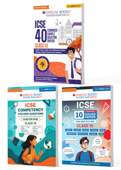 ICSE Class 10,  40 Combined Sample Question Papers + Competency Focussed Questions + 10 Previous Years' Solved Papers  Physics, Chemistry, Maths, Biology, English Paper-1, English Paper-2, History& Civics, Geography (Set of 3 Books) for 2026 Board Exams