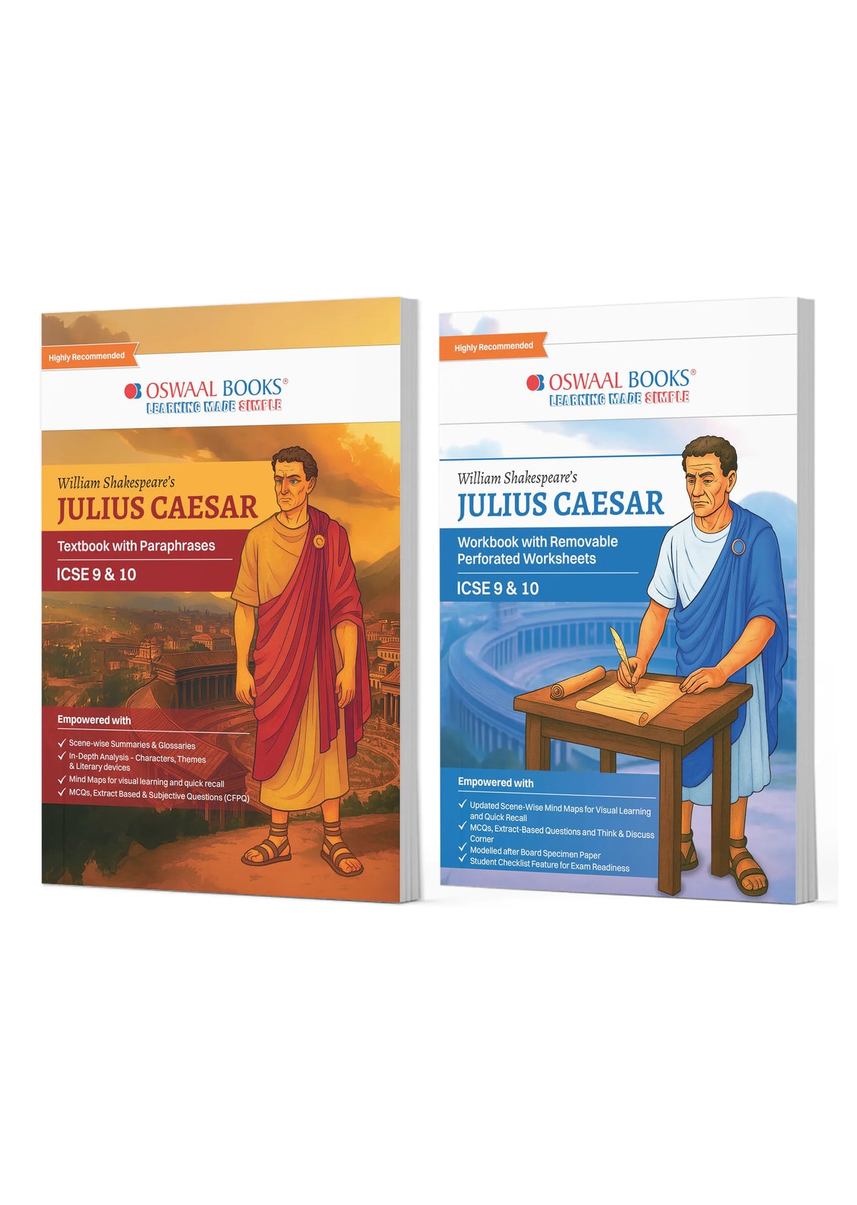 Oswaal ICSE Class 9& 10 Julius Caesar Textbook With Paraphrases +Julius Caesar Workbook (Set of 2 Books) For 2026 Exam