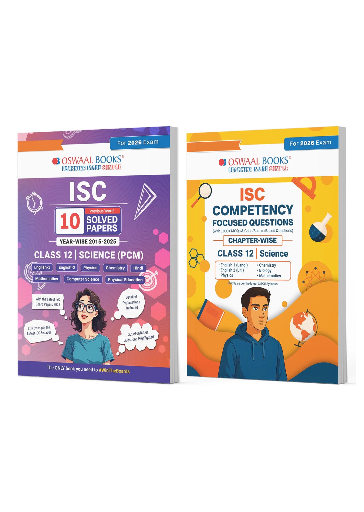 ISC 10 Previous Years' Solved papers and Competency Focused Questions Chapter-wise Class 12 PCM (Set of 2 Books) for 2026 Board Exams