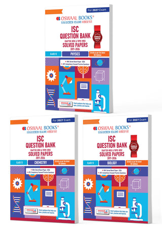 ISC Class 12 Question Banks Physics, Chemistry, Biology (Chapter-wise & Topic-wise)|Class 12 I Set of 3 books |For 2027 Exam | with Oswaal AI