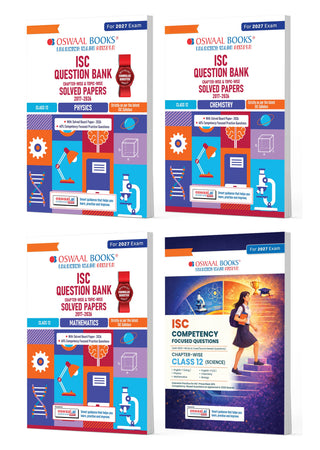 ISC Class 12 Question Banks Physics, Chemistry, Mathematics, +Competency based Questions (Chapter-wise & Topic-wise) |Class 12 I Set of 4 books |For 2027 Exam | with Oswaal AI